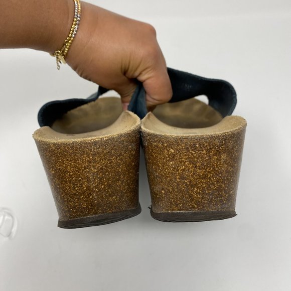 Bio Bio Womens Sandals Leather Wedge Slides Size 8 - Picture 8 of 13
